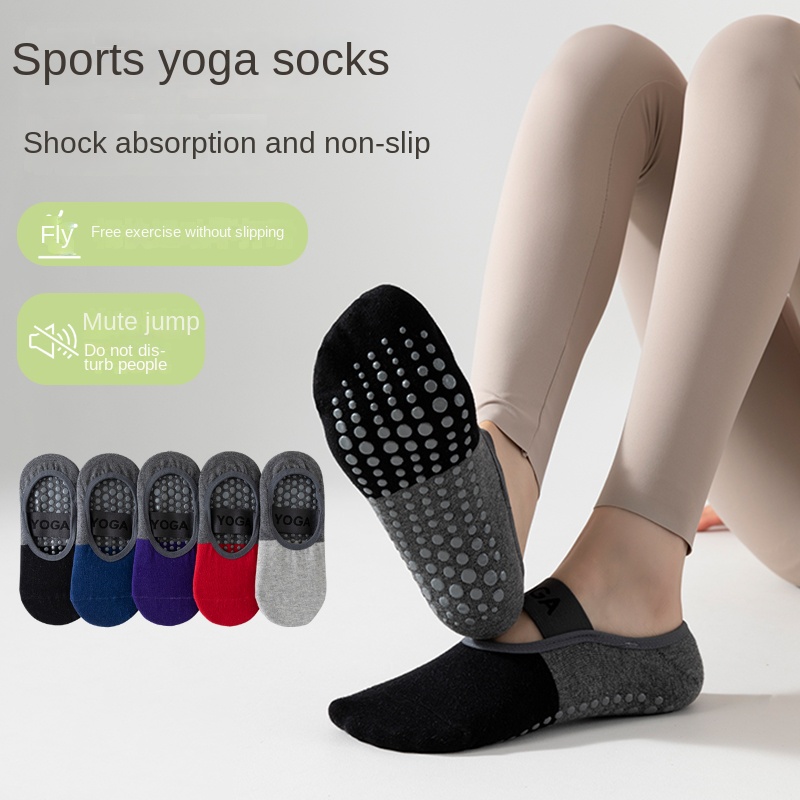 Pilates & Yoga Vida - ถุงเท้าโยคะมืออาชีพข้ามพรมแดน 5 คู่, ถุงเท้าฝ้ายแบบมีสายรัดซิลิโคนกันลื่นสำหรับพิลาทิส ฟิตเนส และเต้นรำ