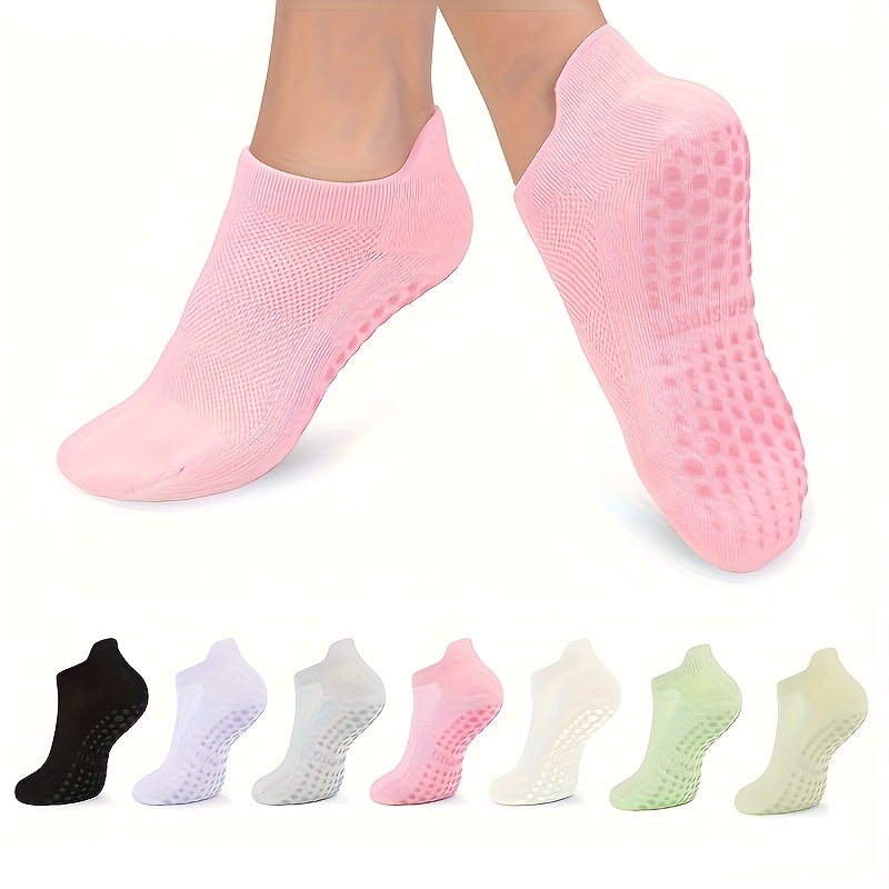 Medias Para Pilates Y Yoga - ถุงเท้าพิลาทิสแบบมีกันลื่นสำหรับผู้หญิง 1 คู่ ถุงเท้าโยคะสำหรับการออกกำลังกายแบบบาร์เร่ บัลเลต์ และการออกกำลังกายแบบเท้าเปล่า