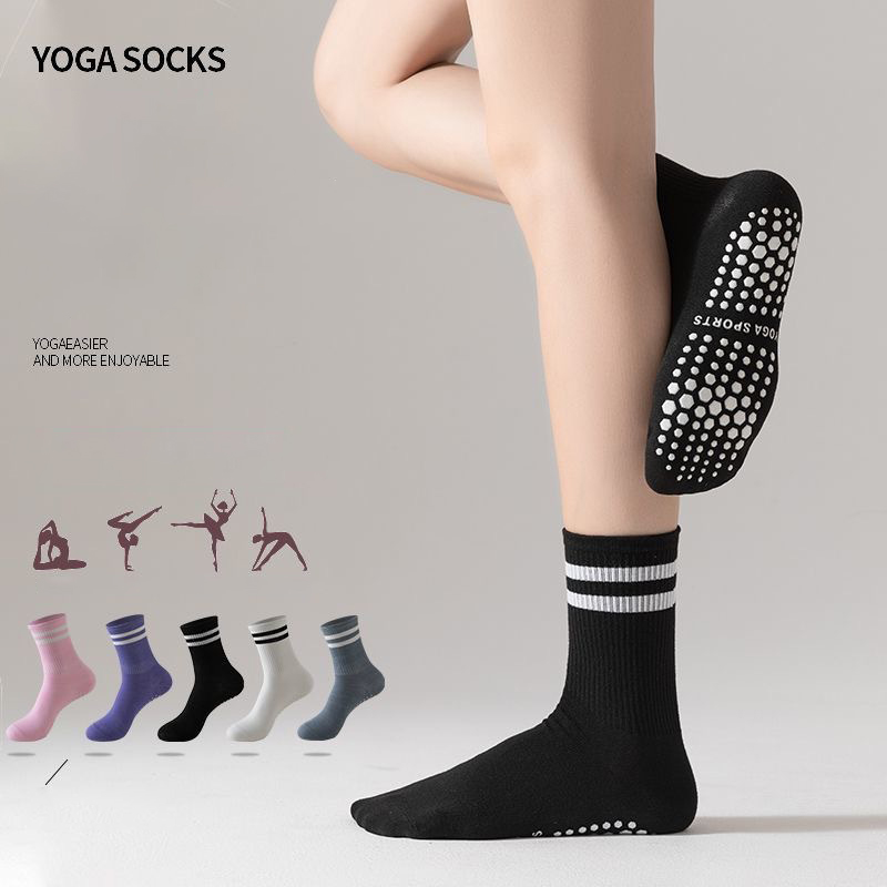 Pilate Yoga Workout - ดรีมไลค์ลิน 1 คู่ถุงเท้าโยคะสำหรับผู้หญิงแบบกลางน่อง ถุงเท้ากันลื่น ระบายอากาศได้ดี และซับเหงื่อ