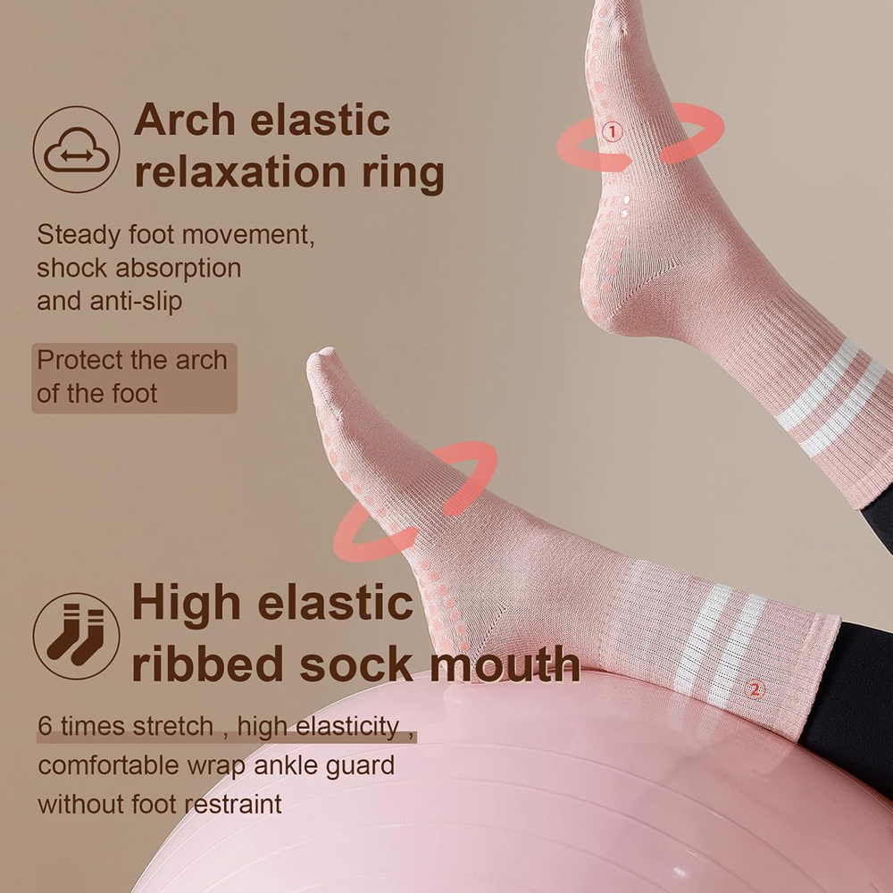 ถุงเท้าโยคะพิลาทิสพร้อมด้ามจับ - Pilate Yoga Workout บทวิจารณ์และราคา