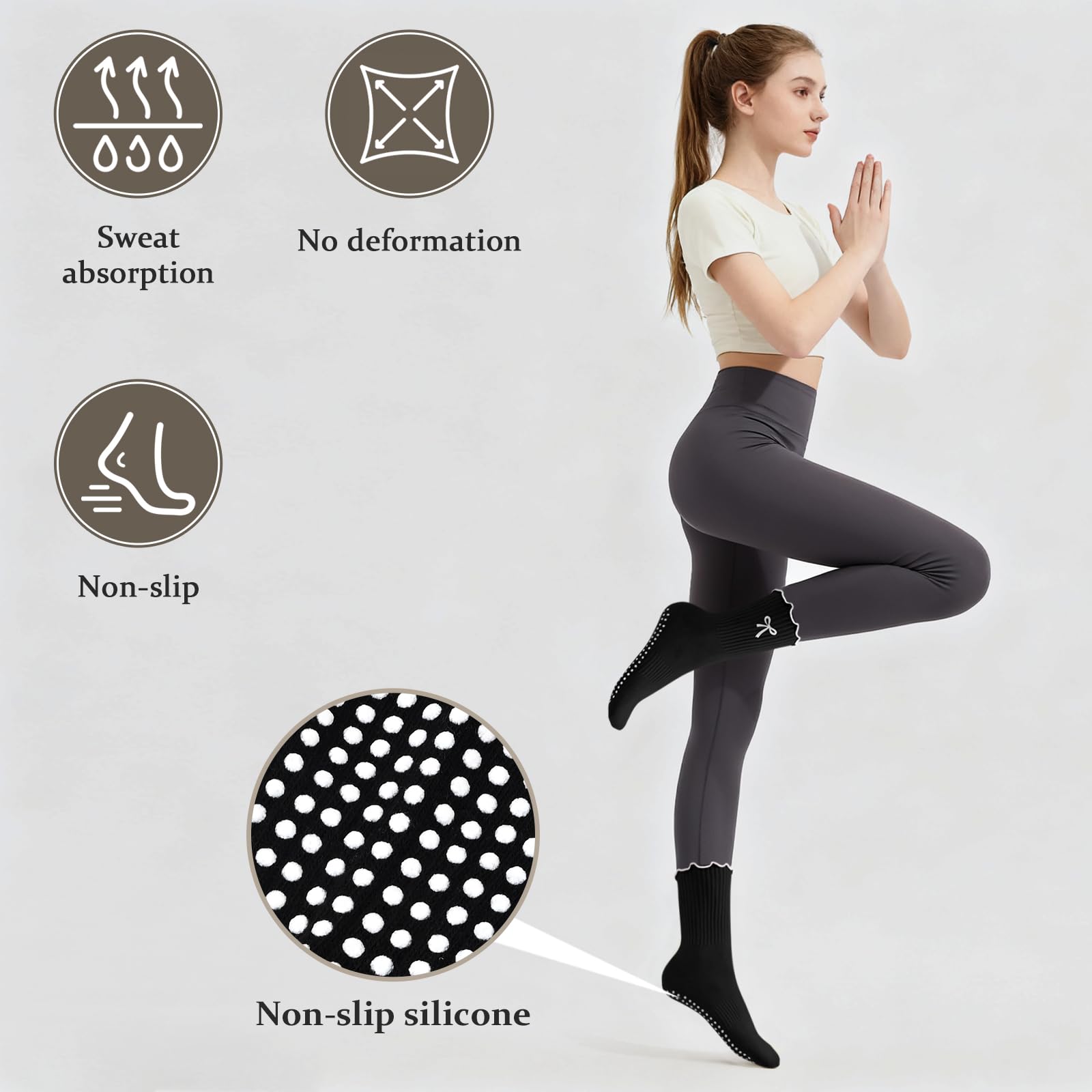 ถุงเท้าพิลาทิสกันลื่น 1 คู่, ถ - Medias Para Pilates Y Yoga บทวิจารณ์และราคา