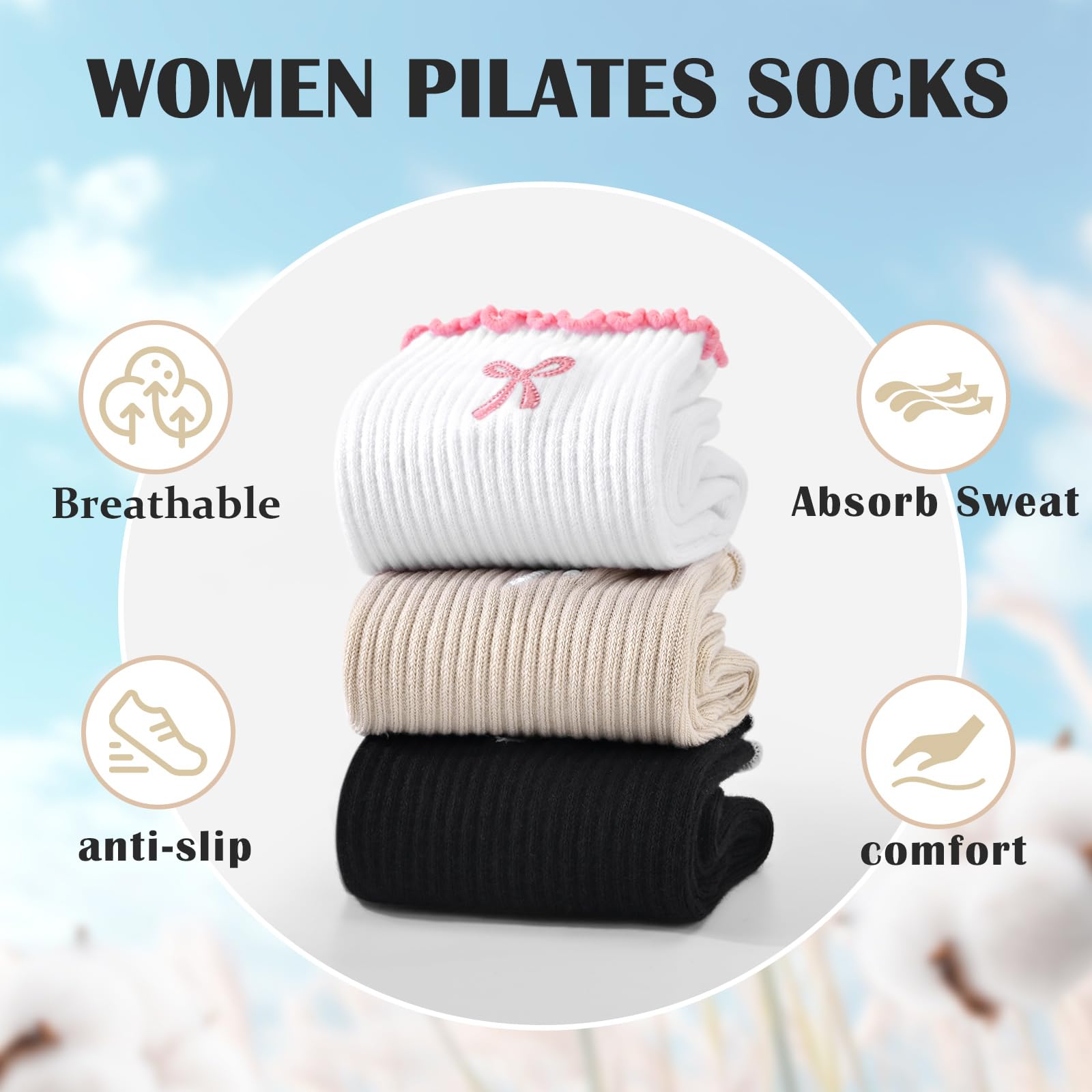 ถุงเท้าพิลาทิสกันลื่น 1 คู่, ถ - Medias Para Pilates Y Yoga บทวิจารณ์และราคา