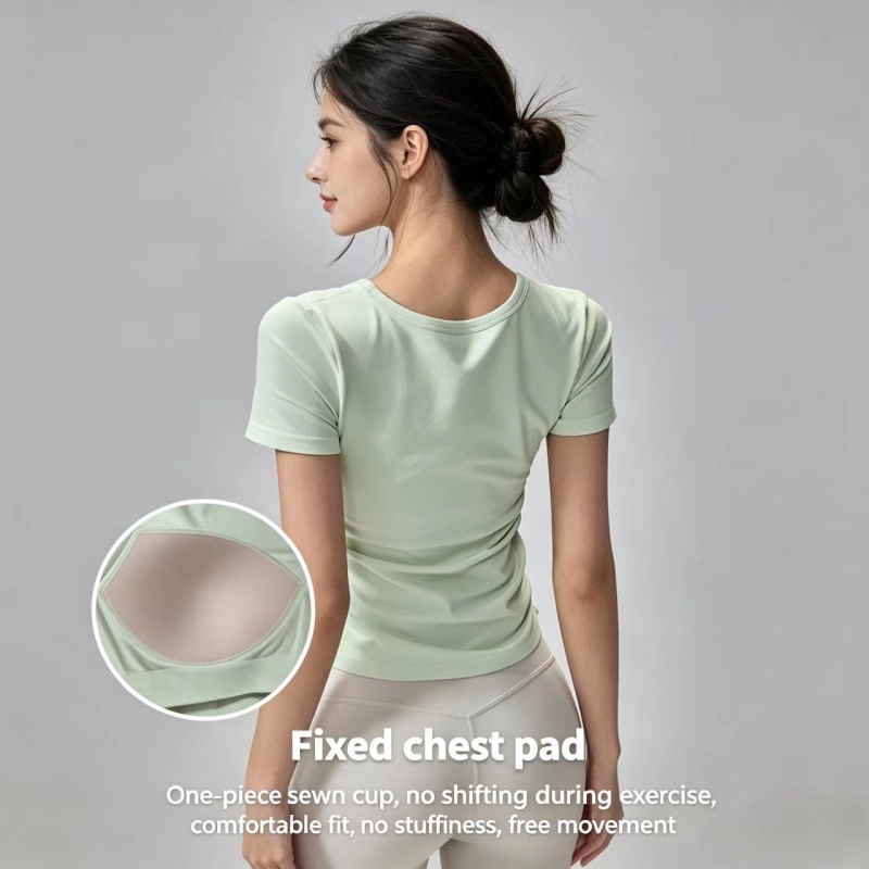 เสื้อยืดกีฬาแขนสั้นสำหรับผู้หญ - Pilate Yoga Workout บทวิจารณ์และราคา