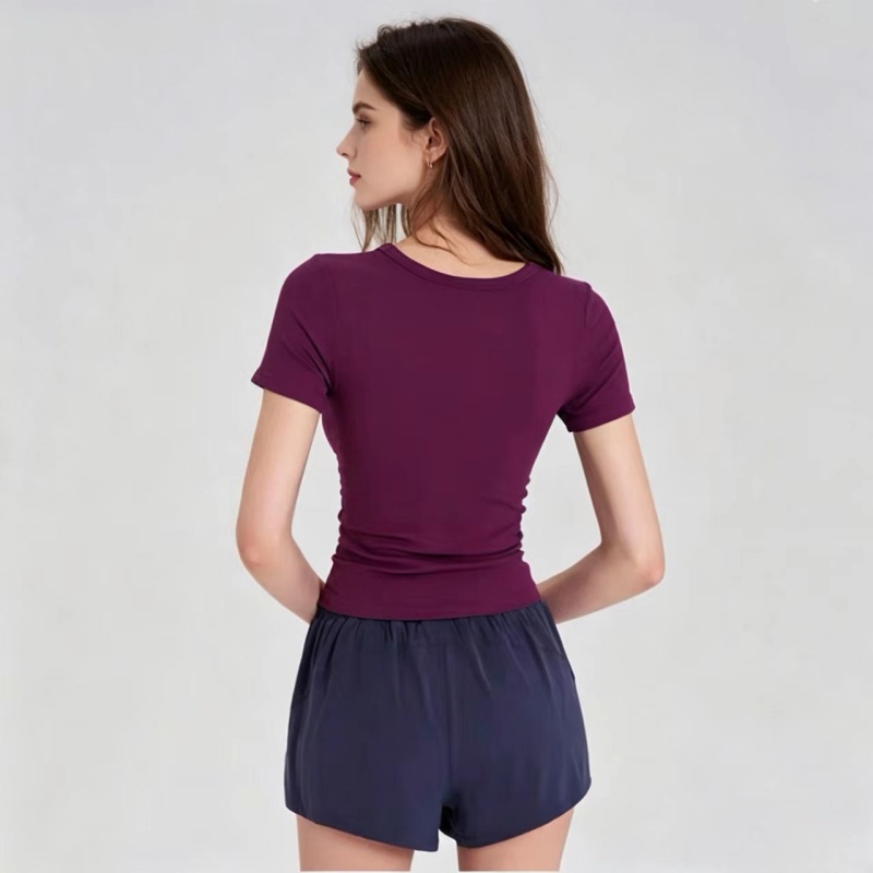 เสื้อยืดกีฬาแขนสั้นสำหรับผู้หญ - Pilate Yoga Workout บทวิจารณ์และราคา