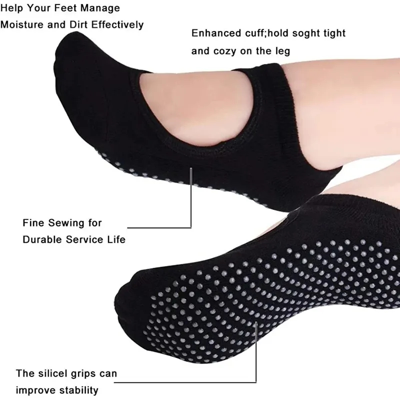 ถุงเท้าโยคะแบบไม่มีส้นกันลื่น  - Pilate Yoga Workout บทวิจารณ์และราคา